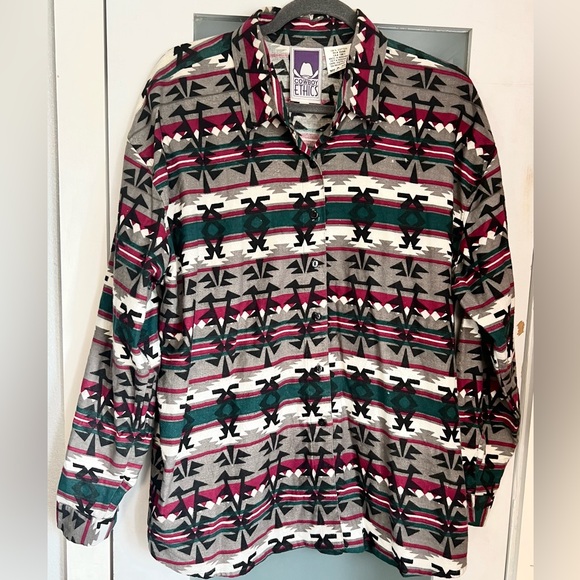 cowboy ethics Other - Vintage 90s Lightweight Southwest Style Flannel Cowboy Ethics Shirt Mens size XL
